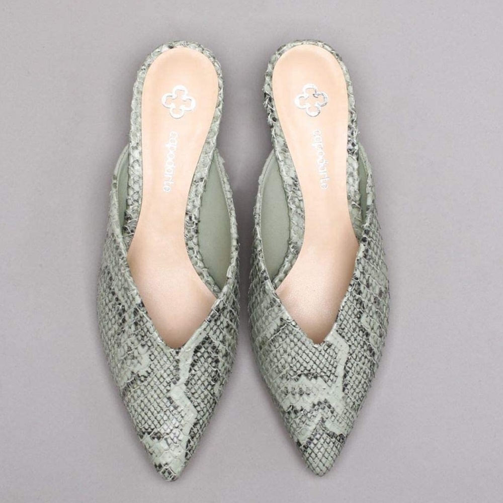 Mule Green Mint Low & Thin Heels Capodarte NEW